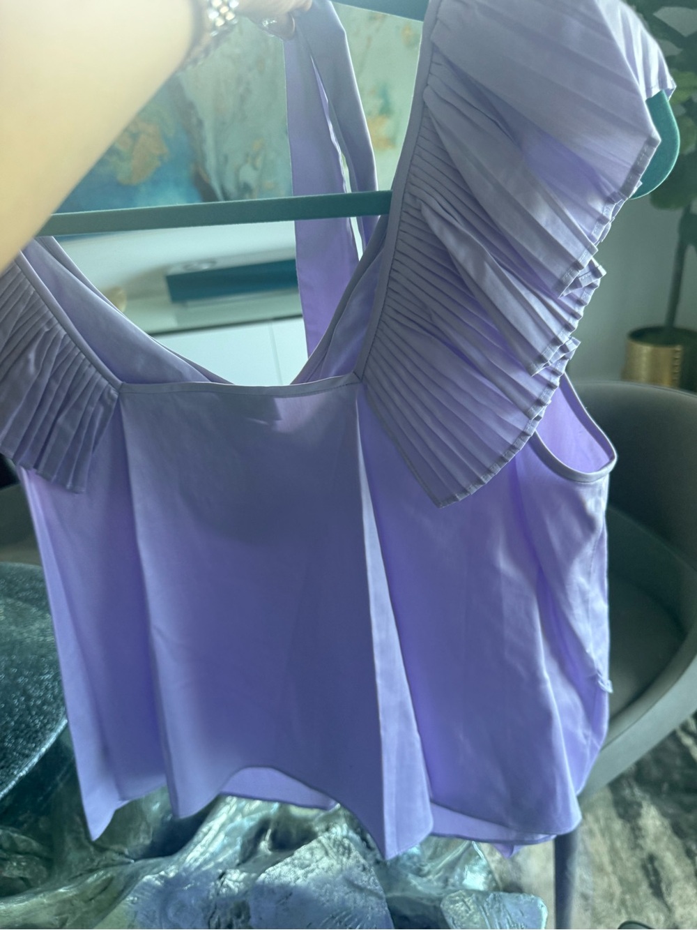 Kate Spade Ruffle Neck Tie Waist Top - Picture 5 of 6
